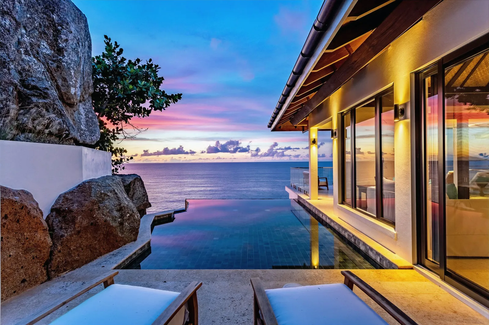 Pool and terrace at twilight, Villa M@M Cooper