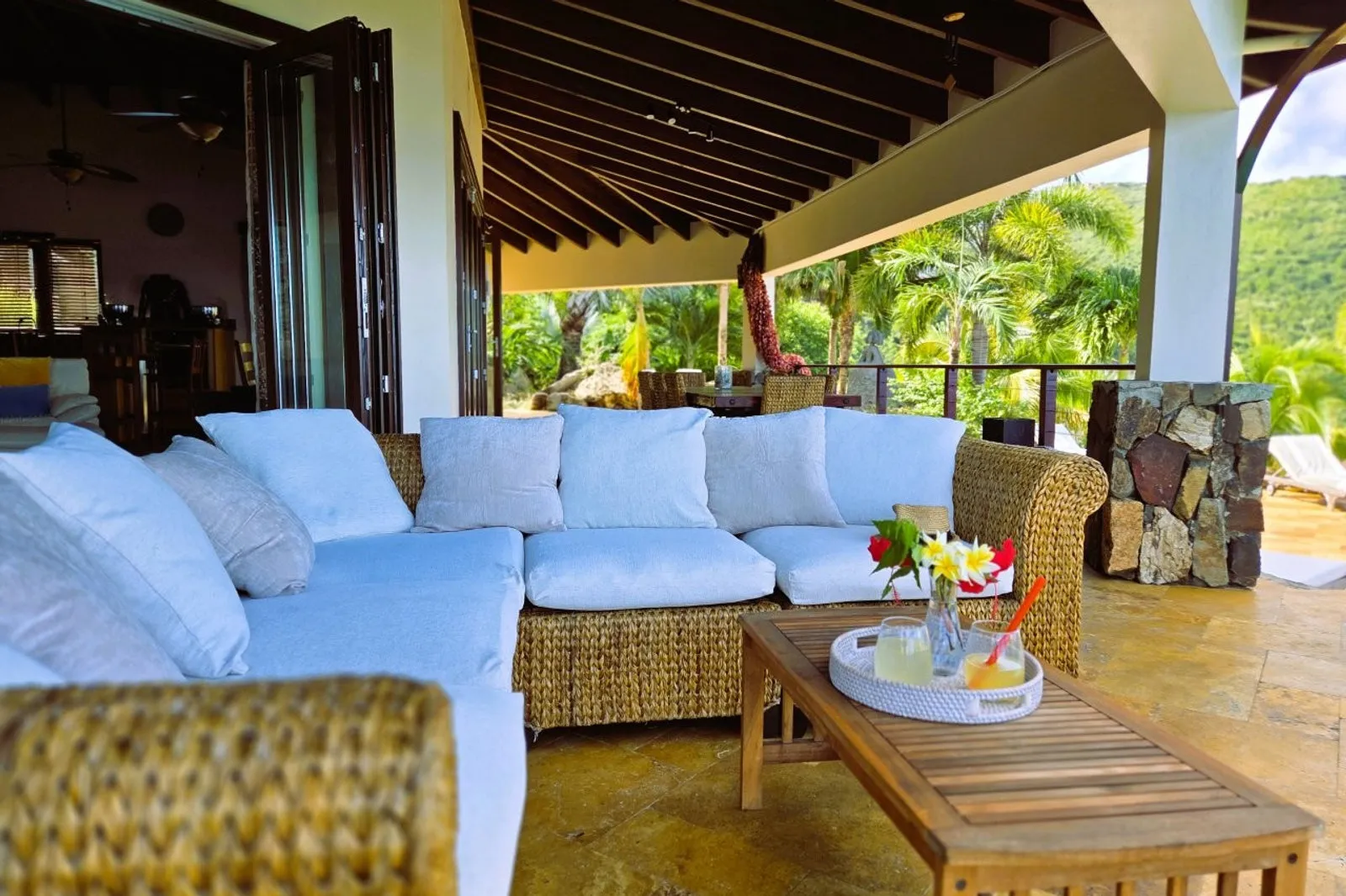 Covered terrace lounge at Villa MyALL Tortola