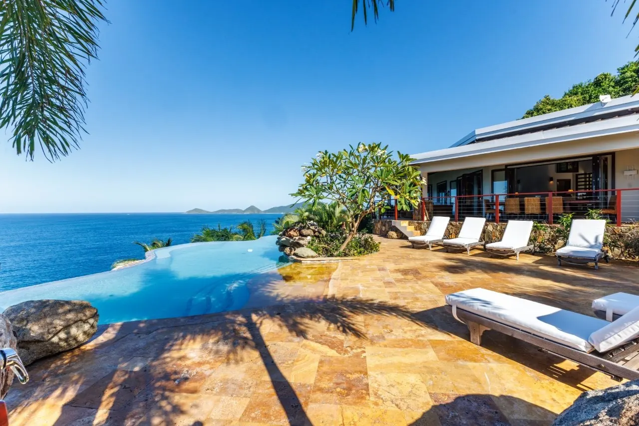 Pool and sun deck at Villa MyALL Tortola