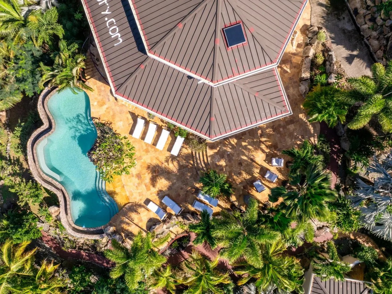 Villa MyALL Tortola pool and loungers from above